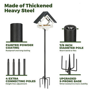 JH-Mech 16 "L X 10" W X 7 "H полюс для крепления на платформе кормушка для птиц, непромокаемый кровельный столб из углеродистой стали с порошковым покрытием, кормушка для птиц - Product Image 2