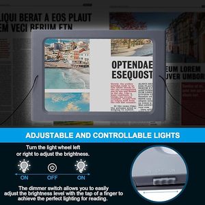 Oem LED đầy đủ trang Kính lúp 3 màu chế độ chiếu sáng đọc sách báo tầm nhìn thấp người cao niên Dimmable ánh sáng magnifiers - Product Image 6