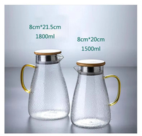 Bouteille d'eau Hammer en verre, confortable au toucher, 1,5L/1,8L, sans BPA, écologique, avec ensemble de tasses – Offre Spéciale