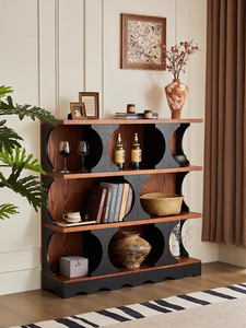 <b>Solid</b> <b>Wood</b> Contemporary Semi-Circular <b>Bookcase</b> with Aesthetic Design for Home Office & Living Room - Product Image 5