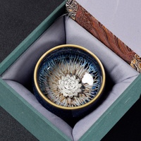 Taza de Té de Cerámica Lelyi Vintage con Incrustaciones de Oro y Plata en Forma de Flor de Loto, Transformada en Horno, Regalo de Lujo Ligero