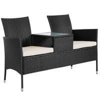 Chaise double de jardin en gros, mobilier d'extérieur, patio, rotin, osier, canapé d'amour avec table centrale pour jardin