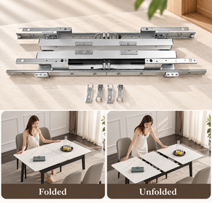 Mécanisme coulissant métallique synchronisé à roulements à billes pour rails de table à manger transformable, extensible pour cuisine et appartement - Product Image 2