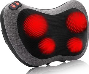 Neck back <b>shoulders</b> buttocks waist massager heated car <b>pillow</b> shiatsu vibration headrest cervical spine support headrest - Product Image 1