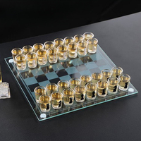 Jeu d'échecs portable écologique de qualité supérieure, en verre cristal, avec plateau de 35 mm, idéal pour les soirées – Vente chaude