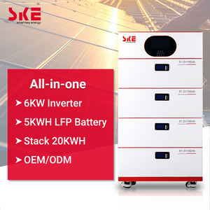 Système solaire domestique SKE 6 kW, onduleur solaire 51,2 V, batterie LiFePO4 empilable, <span class=keywords><strong>stockage</strong></span> d'énergie 100 Ah-400 Ah, étanche IP30, séparé - Product Image 1