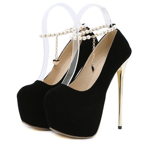 Hot Selling <b>Pole</b> <b>Dance</b> Women's Shoes 2022 Four Seasons Wind Pearl Chain 16cm High Heels - Product Image 6