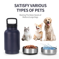 Distributeur d'eau et de nourriture portable personnalisé pour chien, 1L (32oz), en acier inoxydable à double paroi isolé, anti-fuite, écologique, 3-en-1 pour chien