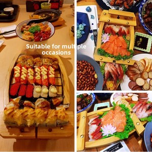 ถาดเสิร์ฟซูชิแซลมอนซาชิมิสุดหรูพร้อมถาดน้ำแข็ง จานอาหารทะเลสไตล์มินิมอลญี่ปุ่น สำหรับใช้ในโรงแรม - Product Image 3