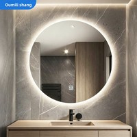 Miroir de salle de bain intelligent LED à trois couleurs, anti-buée, de qualité hôtelière, en verre fabriqué en usine, design minimaliste circulaire
