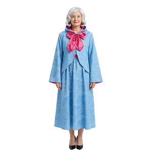 Disfraz de Madrina de Hadas para Mujer Adulta, Falda Azul con Capa y Lazo, para Halloween o Representaciones Escénicas - Product Image 5