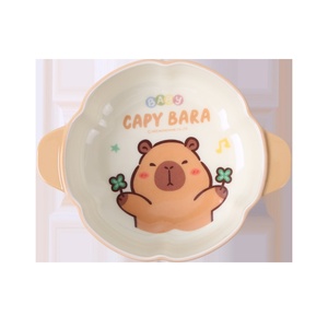Juego de <span class=keywords><strong>Vajilla</strong></span> <span class=keywords><strong>Infantil</strong></span> de <span class=keywords><strong>Melamina</strong></span> de Grado Alimenticio con Diseño de Capibara, Tazón, Taza, Plato, Cuchara - Modelo KP, Diseño Fresco y Adorable - Product Image 5