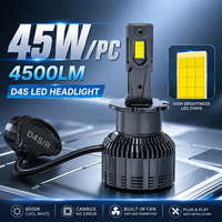 Ampoule de phare LED SFIDA D4S 45W 4500LM, ampoule de phare LED pour voiture, puce 4575, aluminium aéronautique, Plug and Play, refroidissement par ventilateur, IP67