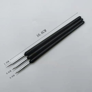 Lot de 3 pinceaux à ongles noirs pour nail art, dessin floral, peinture, liner et traçage, avec manche en plastique et fibres synthétiques, pour manucure - Product Image 3