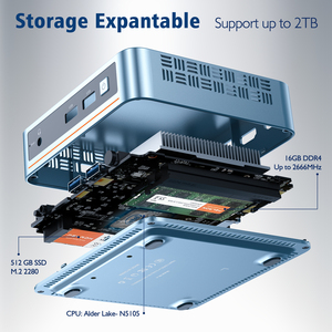 คอมพิวเตอร์ตั้งโต๊ะขนาดเล็ก Celeron N5105 กำลังไฟต่ำ รองรับ Wifi 5.0 BT4.2 รุ่น N5095 แรม DDR4 16GB SSD 512GB พกพาสะดวก สำหรับ 11 นิ้ว - Product Image 4