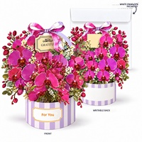 Kartu Ucapan 3D Pop-Up Berlapis Kertas dengan Hot Stamping, Buket Bunga, Ulang Tahun, Hari Ibu, Violet, Anyelir, Keranjang Kartu, Amplop