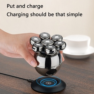 Mini afeitadora de cabeza calva para hombres en seco y húmedo 7 en 1 afeitadora recargable rotativa impermeable eléctrica inalámbrica profesional - Product Image 5