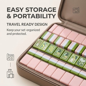 GACHT Customized Oil Painting Style American Mahjong <b>Set</b> 160-Piece Acrylic Tiles Folding Legs Eco-Friendly Durable Mahjong Bag - Product Image 4