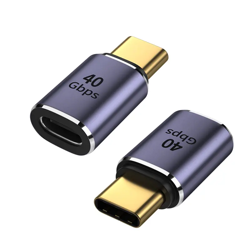 USB4 Adapter USB C Laptop Pria Ke Wanita, 40G Thunderbolt Kecepatan Tinggi Kabel Data Ekstensi 3/4 Adaptor Berbentuk U 90 Derajat L