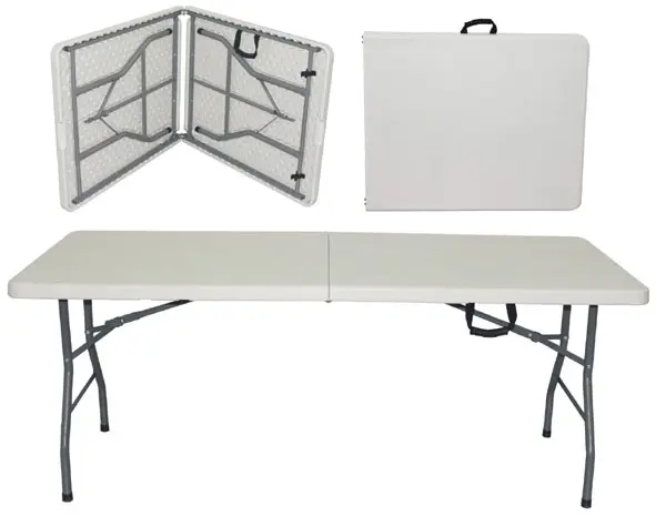 Silla y mesa de plástico de alta calidad popular americana para eventos Mesa multiusos de plástico HDPE de 6 pies y 180cm para el hogar y el jardín