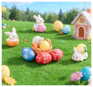 Décoration de <span class=keywords><strong>cuisine</strong></span> à domicile, figurines miniatures de lapin, petits lapins en résine à motifs, décoration d'œuf de Pâques pour sac surprise, jouets pour enfants - Product Image 3