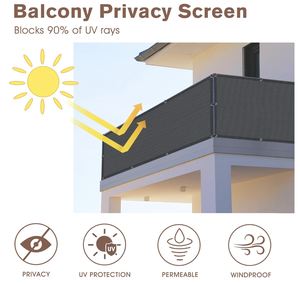 Schermo Frangivista Impermeabile in HDPE per <span class=keywords><strong>Balcone</strong></span> Protezione UV Telo Protettivo Intrecciato per Balconi <span class=keywords><strong>Copertura</strong></span> per Ringhiera - Product Image 5