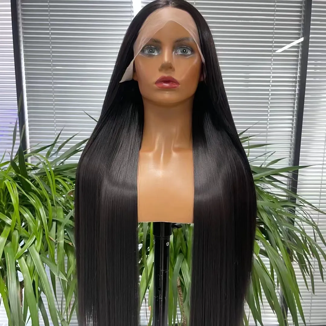 Synthetic Wig Fashion Long Black Straight Hair Wig Highlighting Blonde Hair Synthetic Wig for Girls