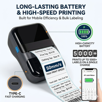 Impresora de Etiquetas Térmicas Bluetooth Portátil JR220B, Impresión Inalámbrica Móvil para Etiquetas de Envío, Códigos de Barras, Empaques de Alimentos