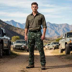 กางเกงคาร์โก้ทรงตรงเอวสูงสำหรับผู้ชาย ผ้าทนทานต่อการฉีกขาด แห้งเร็ว กันลม ระบายอากาศได้ดี เหมาะสำหรับกิจกรรมกลางแจ้ง - Product Image 2