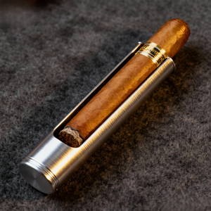 CNC Portable Cigar <b>Humidifier</b> Tube Gold Anodized Aluminum Anti-Slip Diamond Pattern Suitable for Carrying High-End Cigars - Product Image 1