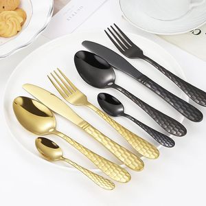 24pcs Thiết kế cổ điển Thép không gỉ thiết lập dao kéo 24pcs Flatware dao dĩa thìa vàng bạc cho đám cưới - Product Image 3