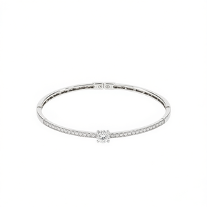 XL1475 Women's <b>White</b> <b>Gold</b> Diamond <b>Bracelet</b> Round Brilliant Cut D Color GIA Certified Minimalist Everyday Wear - Product Image 1