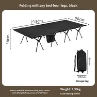 Lit extérieur pliant léger en alliage d'aluminium de 90cm de large Lit de camping portable au design moderne Lit étendu pliable