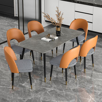 Chaise de salle à manger haut de gamme avec plateau en céramique pour ensemble de table de restaurant, table de salle à manger en marbre, table de cuisine, 6 chaises