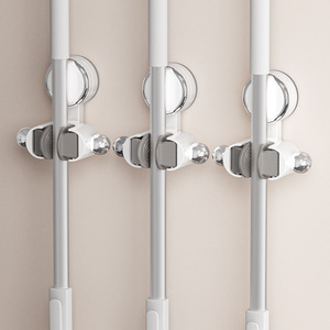 Suction Cup Mop <b>Clip</b> Wall Mounted Bathroom Holder Strong Grip No Drilling Required Plastic With Stainless Steel Components - Product Image 3