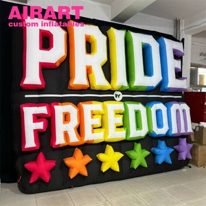 Mur de lettres publicitaires gonflables géants, enseigne gonflable imprimée avec des étoiles arc-en-ciel pour la décoration d'activités commerciales - Product Image 3