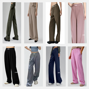<span class=keywords><strong>Pantaloni</strong></span> da donna a vita alta, ad asciugatura rapida, traspiranti, versatili, a tinta unita, casual, larghi, con elastico in vita - Product Image 1