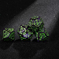 Lot de dés en acrylique personnalisés avec logo, motif tourbillon violet et citrouille verte, sur le thème d'Halloween, pour DND