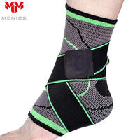Attelle de cheville en nylon vert fluorescent Menics OEM/ODM avec fermeture éclair, antidérapante, élastique, chauffante et ventilée
