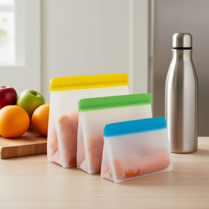 Bolsas reutilizables para almacenar alimentos, paquete de 3 tamaños S, M, L, sin BPA, sellado a prueba de fugas para refrigerios, sándwiches, aptas para congelador y lavavajillas, bolsas de plástico. - Product Image 2