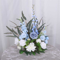 Boule de fleurs miniatures C-422 blanche avec verdure, petite boule florale 30cm 40cm, centres de table pour décoration de mariage et de fête