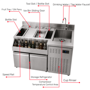 Évier de bar en acier inoxydable 201 OEM ODM avec rinçateur de verres, mode éco, équipement de bar économe en énergie pour professionnels - Product Image 4