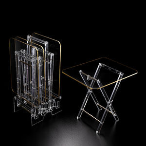 2025 mới nhất kuwait Hot Bán phong cách <span class=keywords><strong>4</strong></span> cái sang trọng Acrylic Bàn cà phê rõ ràng Acrylic gấp bảng thiết lập - Product Image 3