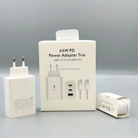 Chargeur secteur 65W PD avec technologie PPS, double ports USB-C et USB-A, adaptateur de voyage de bureau pour solutions de charge Samsung Ast