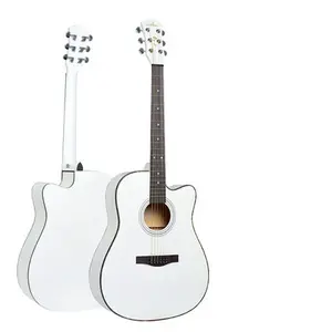 Guitare électrique 41 pouces, angle coupé, guitare blanche mate pour la pratique, guitare en bois - Product Image 1
