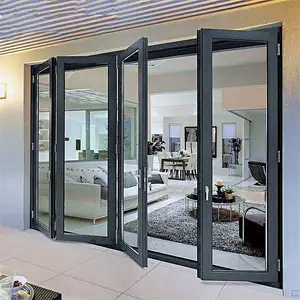 कारखाने वाणिज्यिक एल्यूमीनियम स्टोरफ्रंट प्रवेश द्वार द्वि-गुना स्लाइडिंग ग्लास स्टेनलेस स्टील फाइबर ग्लास स्क्रीन नेटवर्क - Product Image 4