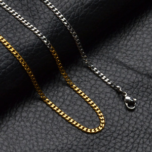 European American Style <b>Titanium</b> Steel Necklace Two Tone Splicing <b>Chain</b> 3mm Wide 50cm 60cm Geometric Men's Fashion <b>Chain</b> CE602 - Product Image 4
