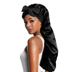 Meilleures ventes 2025 : Bonnet de nuit en satin de haute qualité avec long cordon élastique, bonnets personnalisés, foulards pour cheveux en soie avec logo - Product Image 1