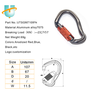 Móc khóa leo núi tự khóa bằng nhôm loại G mạ vàng chất lượng cao, in logo tùy chỉnh 23KN, bán buôn - Product Image 6