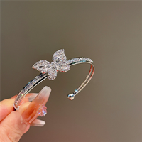 Bracelet papillon micro zircon avec bracelet glacé réglable pour femmes de la mode plaqué or véritable